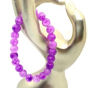 [Grape Juice] Beautiful Stretchy Elastic Glass & Crackle Beaded Bracelet